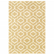 5' X 7' Gold And Ivory Geometric Power Loom Stain Resistant Area Rug