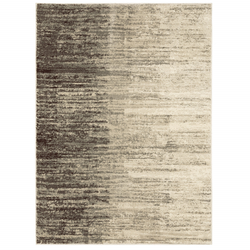 5' X 7' Beige And Grey Abstract Power Loom Stain Resistant Area Rug