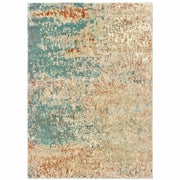 2' X 3' Foam Blue Pumpkin And Golden Yellow Abstract Power Loom Stain Resistant Area Rug