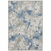 6' X 9' Grey Blue Ivory Navy Beige And Brown Abstract Power Loom Stain Resistant Area Rug