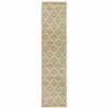 2' X 8' Beige And Ivory Geometric Power Loom Stain Resistant Runner Rug