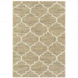 4' X 6' Beige And Ivory Geometric Power Loom Stain Resistant Area Rug