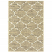 5' X 7' Beige And Ivory Geometric Power Loom Stain Resistant Area Rug