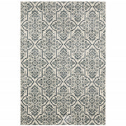 8' X 10' Ivory Blue And Sage Floral Power Loom Stain Resistant Area Rug