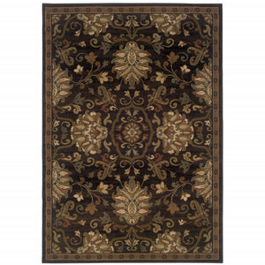 4' X 6' Brown Beige Blue And Red Oriental Power Loom Stain Resistant Area Rug