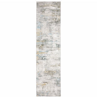 2' X 8' Gray And Ivory Abstract Power Loom Stain Resistant Runner Rug