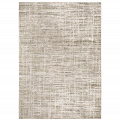 3' X 5' Beige Grey Ivory Tan And Brown Abstract Power Loom Stain Resistant Area Rug