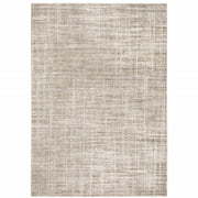 5' X 8' Beige Grey Ivory Tan And Brown Abstract Power Loom Stain Resistant Area Rug