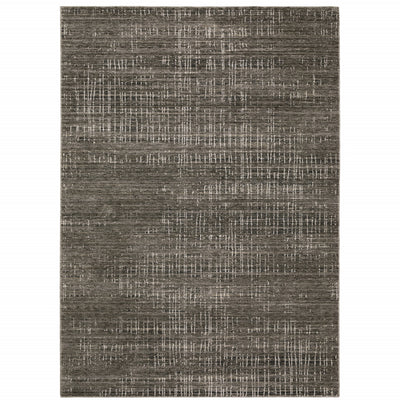 5' X 8' Charcoal Grey Grey Ivory Tan And Brown Abstract Power Loom Stain Resistant Area Rug