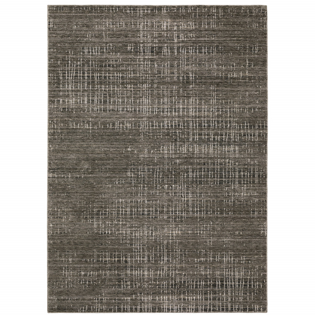 10' X 13' Charcoal Grey Grey Ivory Tan And Brown Abstract Power Loom Stain Resistant Area Rug