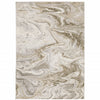 5' X 8' Ivory Tan Beige Grey And Brown Abstract Power Loom Stain Resistant Area Rug