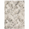 5' X 8' Ivory Grey Black Beige And Tan Abstract Power Loom Stain Resistant Area Rug