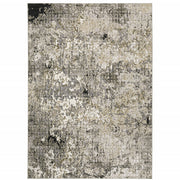 3' X 5' Grey Ivory Beige Charcoal Black Tan And Brown Abstract Power Loom Stain Resistant Area Rug