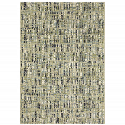 5' X 7' Green Blue Ivory Beige And Light Blue Abstract Power Loom Stain Resistant Area Rug