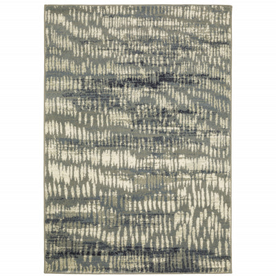 2' X 3' Grey Beige Blue And Light Blue Abstract Power Loom Stain Resistant Area Rug