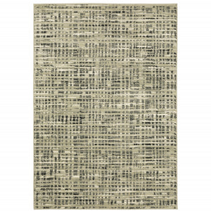 10' X 13' Beige Grey Ivory And Sage Blue Geometric Power Loom Stain Resistant Area Rug