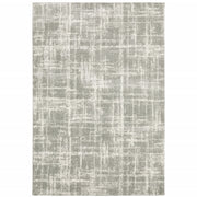 2' X 3' Grey And Ivory Abstract Shag Power Loom Stain Resistant Area Rug