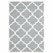 4' X 6' Grey And Ivory Geometric Shag Power Loom Stain Resistant Area Rug