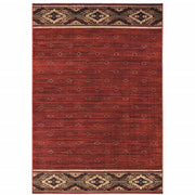 2' X 3' Berry Gold And Ivory Southwestern Power Loom Stain Resistant Area Rug