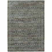 5' X 7' Blue And Purple Oriental Power Loom Stain Resistant Area Rug