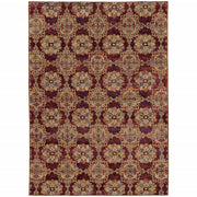 6' X 9' Red And Gold Oriental Power Loom Stain Resistant Area Rug