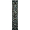 2' X 10' Navy And Blue Oriental Power Loom Stain Resistant Runner Rug