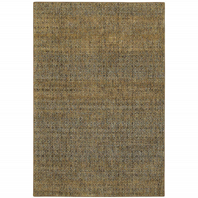 10' X 13' Brown Gold Rust Blue And Green Geometric Power Loom Stain Resistant Area Rug