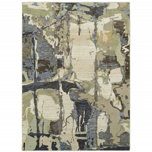 10' X 13' Blue And Grey Abstract Power Loom Stain Resistant Area Rug