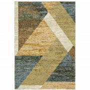 10' X 13' Gold Blue Green Rust Beige Purple And Teal Geometric Power Loom Stain Resistant Area Rug