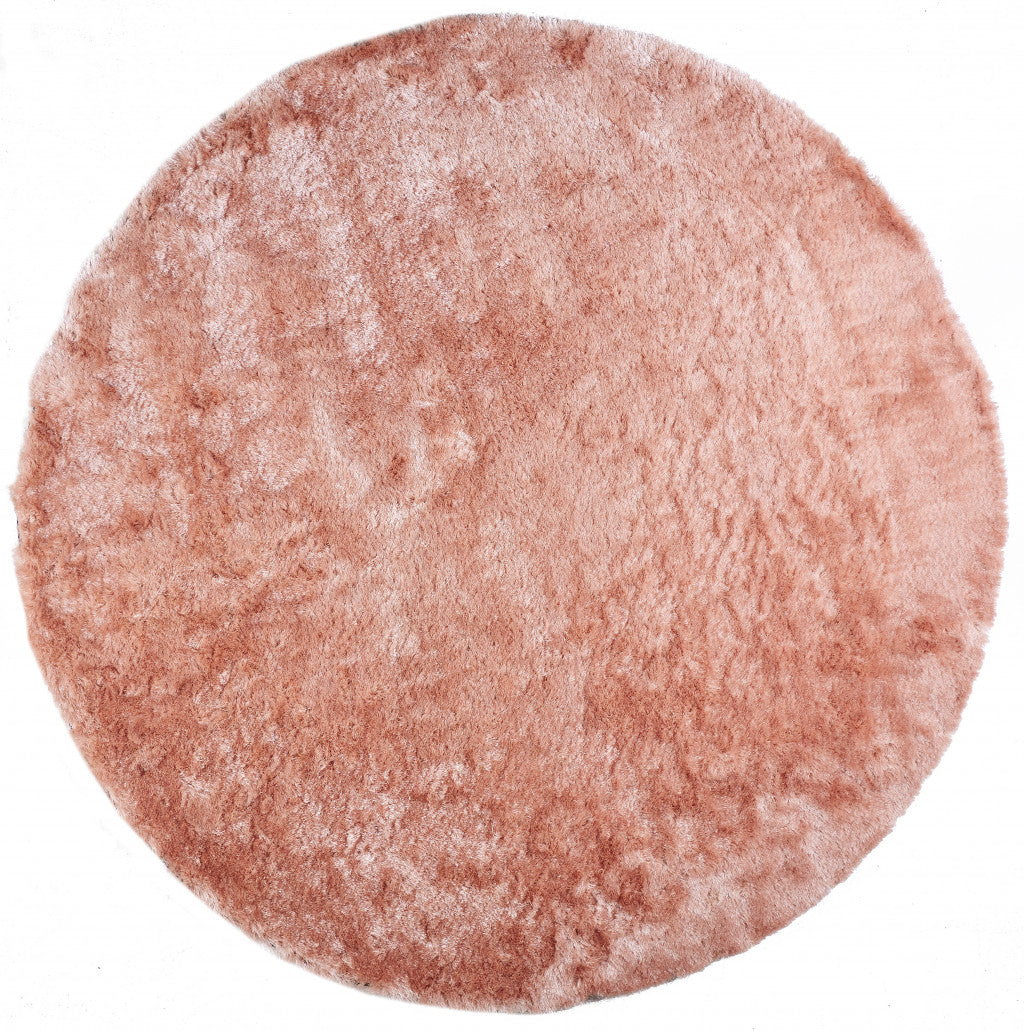 10' Pink Round Shag Tufted Handmade Area Rug