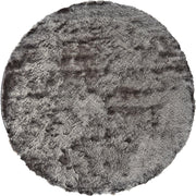 10' Gray And Black Round Shag Tufted Handmade Area Rug