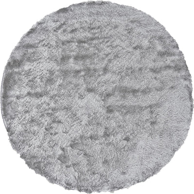 10' Gray And Silver Round Shag Tufted Handmade Area Rug