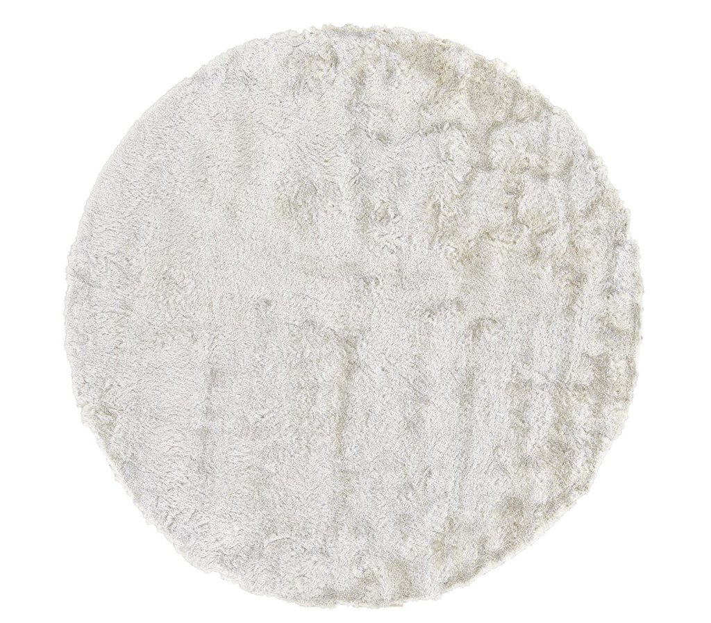 10' White Round Shag Tufted Handmade Area Rug