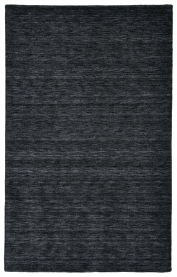 8' X 11' Black Wool Hand Woven Stain Resistant Area Rug