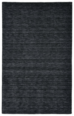 8' X 11' Black Wool Hand Woven Stain Resistant Area Rug