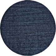 10' Blue Round Wool Hand Woven Stain Resistant Area Rug