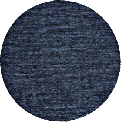 10' Blue Round Wool Hand Woven Stain Resistant Area Rug