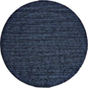 10' Blue Round Wool Hand Woven Stain Resistant Area Rug