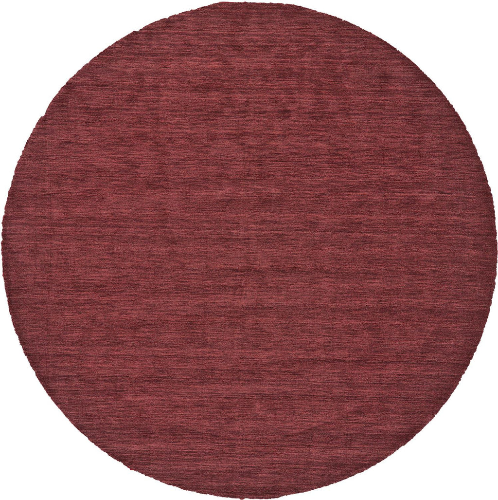 8' Red Round Wool Hand Woven Stain Resistant Area Rug