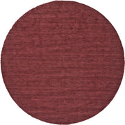 8' Red Round Wool Hand Woven Stain Resistant Area Rug