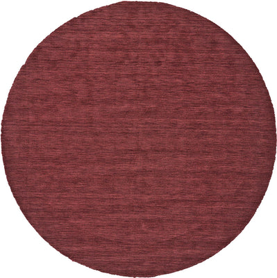 8' Red Round Wool Hand Woven Stain Resistant Area Rug