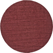 10' Red Round Wool Hand Woven Stain Resistant Area Rug
