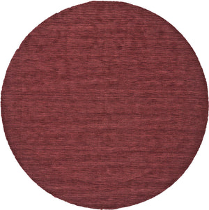 10' Red Round Wool Hand Woven Stain Resistant Area Rug