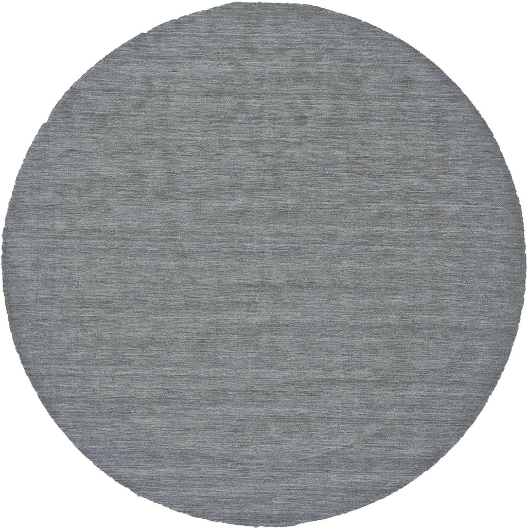 10' Gray And Blue Round Wool Hand Woven Stain Resistant Area Rug