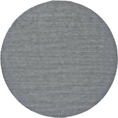 10' Gray And Blue Round Wool Hand Woven Stain Resistant Area Rug