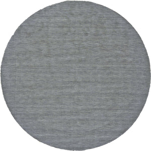 10' Gray And Blue Round Wool Hand Woven Stain Resistant Area Rug