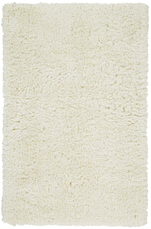 2' X 3' Ivory And White Shag Tufted Handmade Stain Resistant Area Rug