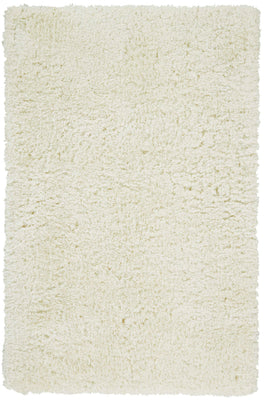 6' X 9' Ivory And White Shag Tufted Handmade Stain Resistant Area Rug