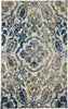 8' X 11' Ivory Blue And Green Floral Stain Resistant Area Rug