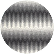 8' Gray And White Round Geometric Stain Resistant Area Rug